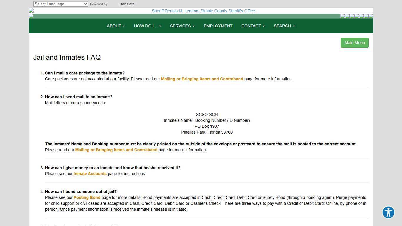 Jail and Inmates FAQ