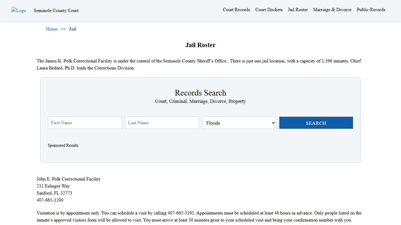 Jail Roster | Seminole County Court
